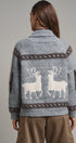 Frost Stag Zip Up Cardigan in Grey - Women's Cardigans & Shrugs | Urban Daizy