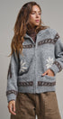 Frost Stag Zip Up Cardigan in Grey - Women's Cardigans & Shrugs | Urban Daizy