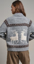 Frost Stag Zip Up Cardigan in Grey - Women's Cardigans & Shrugs | Urban Daizy