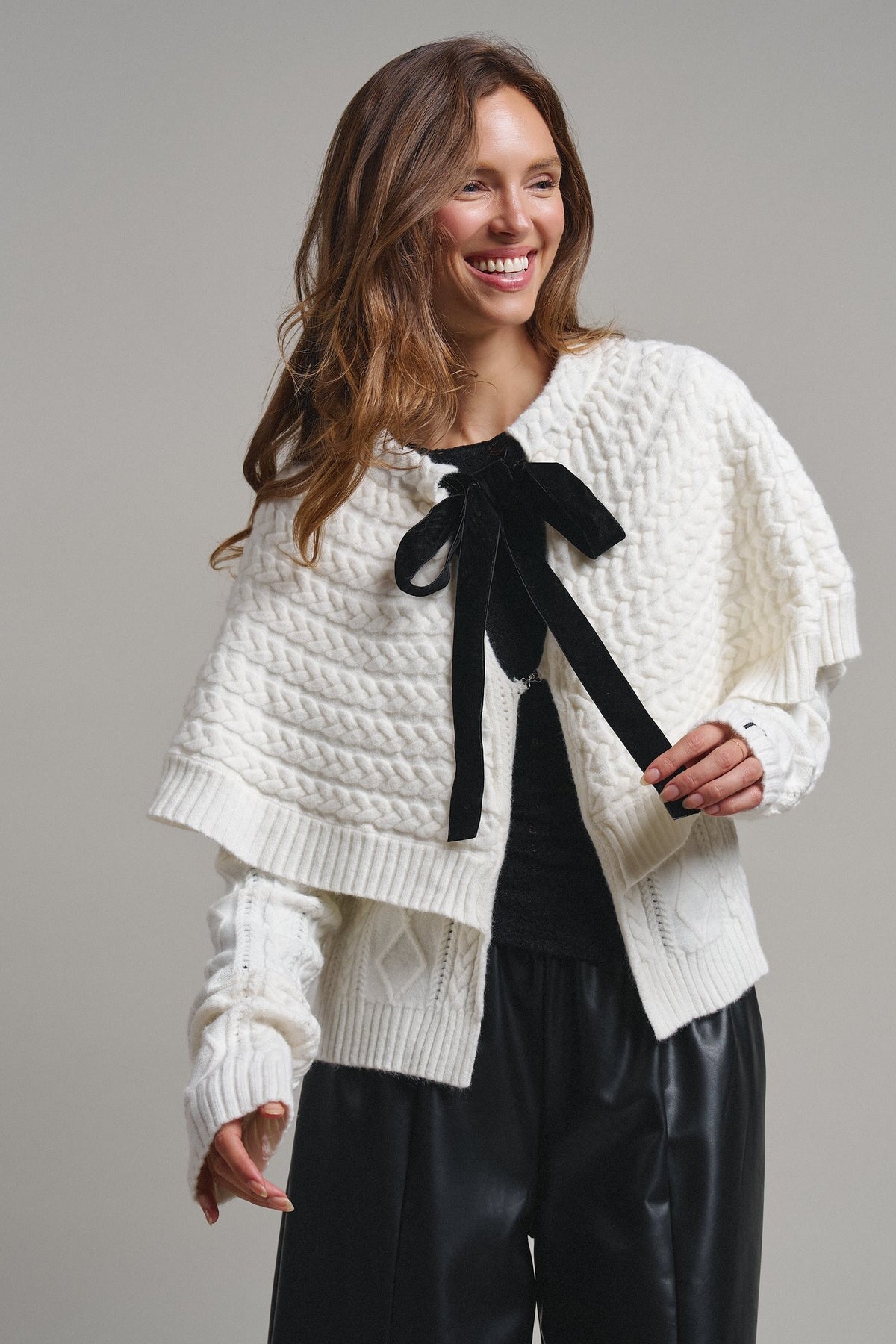 Sweet Frost Capelet Knit Cardigan in Ivory - Women's Cardigans & Shrugs | Urban Daizy