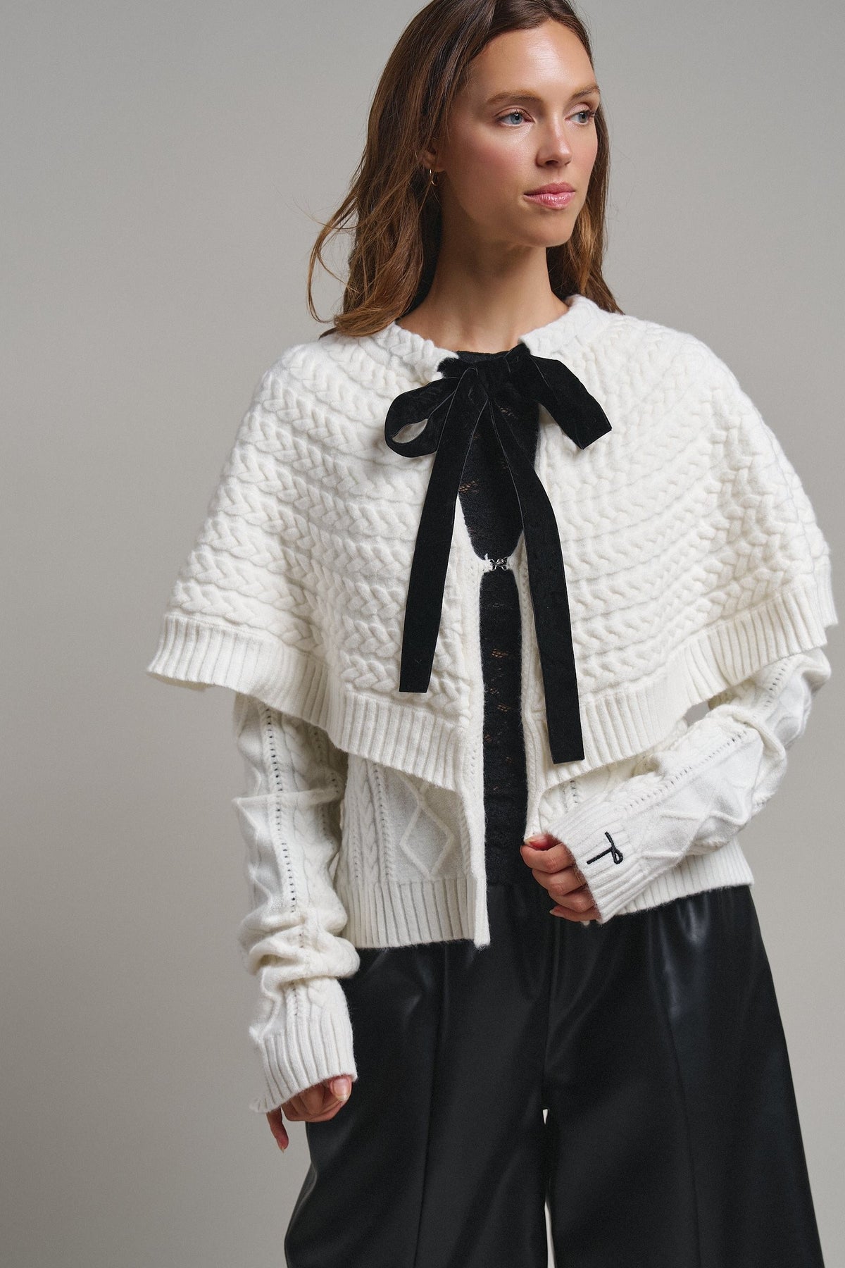 Sweet Frost Capelet Knit Cardigan in Ivory - Women's Cardigans & Shrugs | Urban Daizy