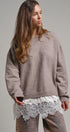 Soft Focus Oversized Crew Sweater in Mocha - Women's Tunics | Urban Daizy