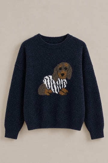 Puppy Love Intarsia Knit Sweater