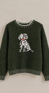 Spotted Pup Intarsia Knit Sweater in Olive - Women's Sweaters | Urban Daizy
