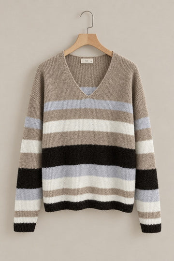 Cabin Stripe V Neck Sweater