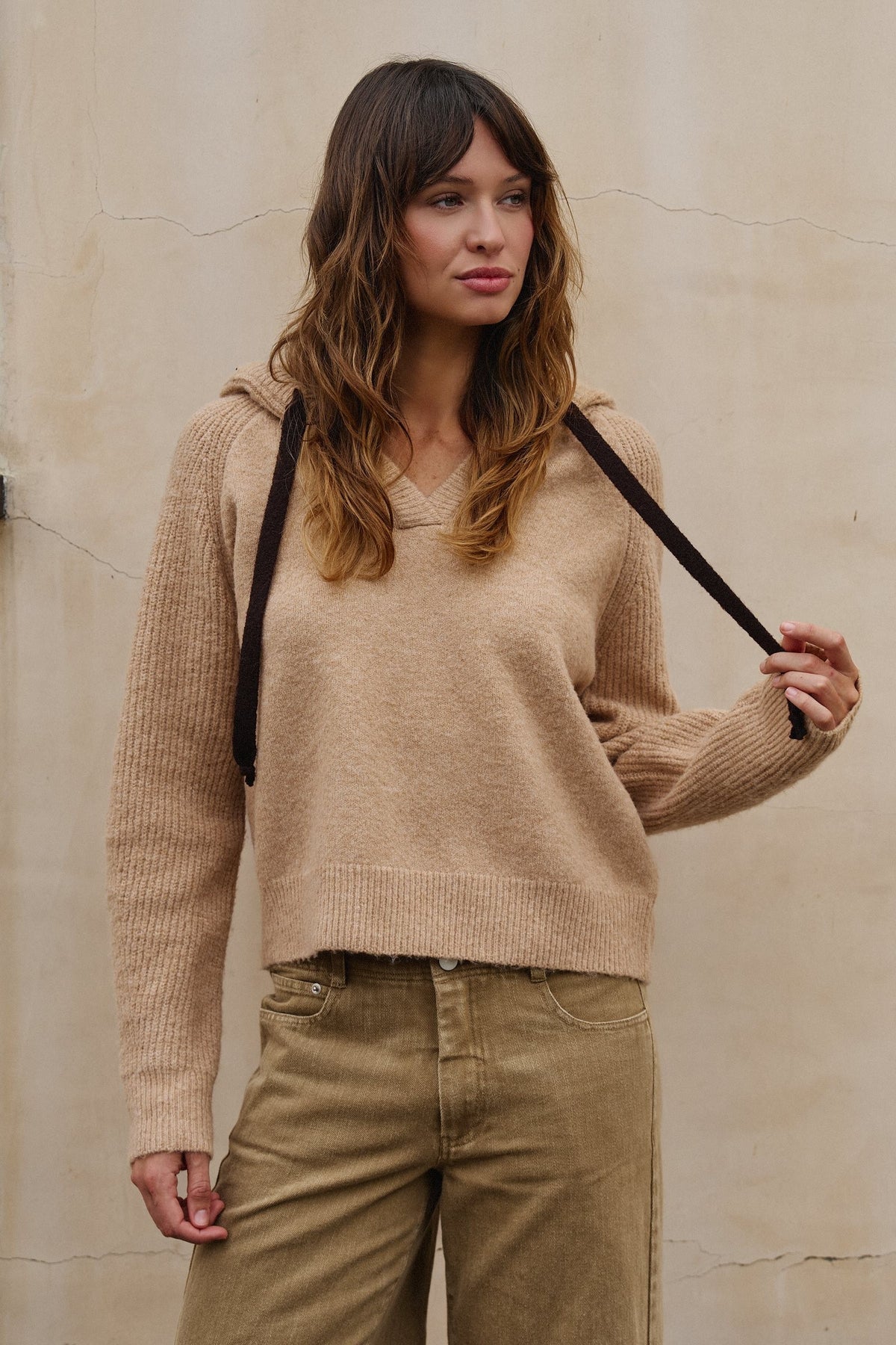 Easy Drift Hooded Knit Sweater in Taupe	 - Women's Sweaters | Urban Daizy