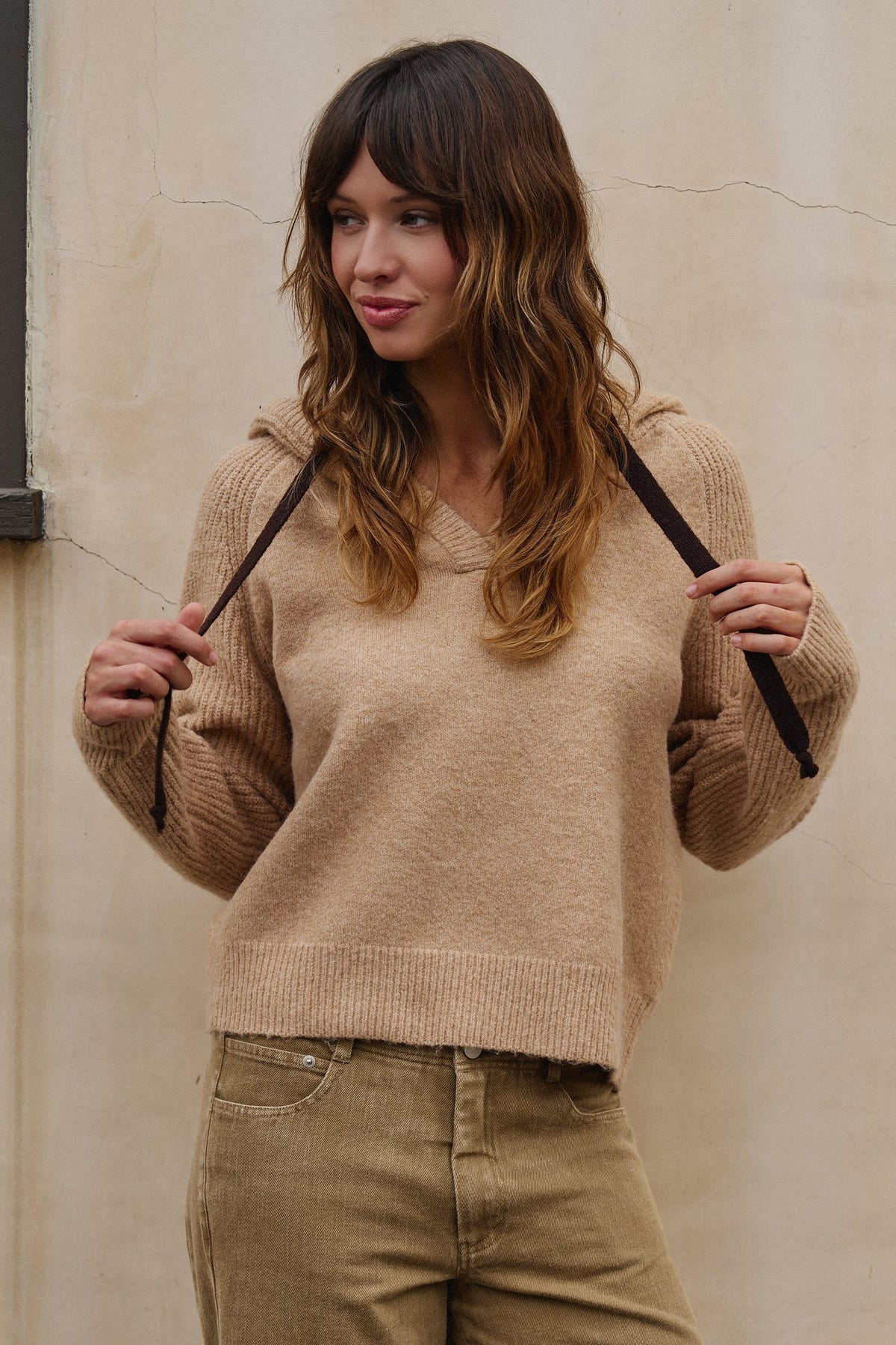 Easy Drift Hooded Knit Sweater in Taupe	 - Women's Sweaters | Urban Daizy