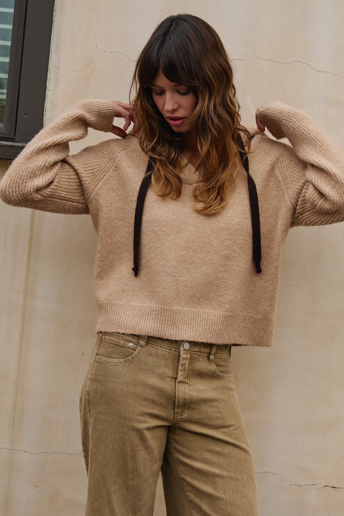 Easy Drift Hooded Knit Sweater in Taupe	 - Women's Sweaters | Urban Daizy