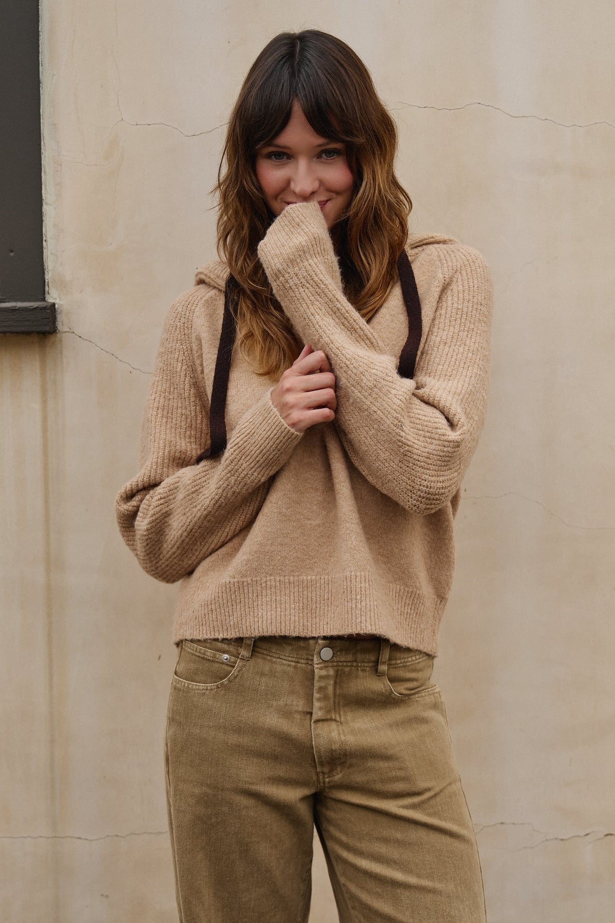 Easy Drift Hooded Knit Sweater in Taupe	 - Women's Sweaters | Urban Daizy