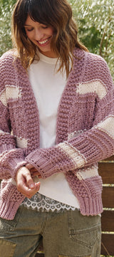 Cozy Hour Chunky Knit Cardigan in Mauve Pink - Women's Cardigans & Shrugs | Urban Daizy