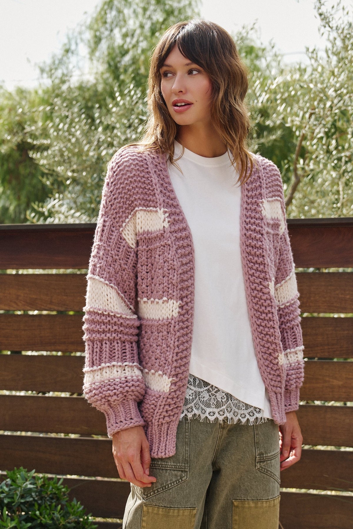 Cozy Hour Chunky Knit Cardigan in Mauve Pink - Women's Cardigans & Shrugs | Urban Daizy