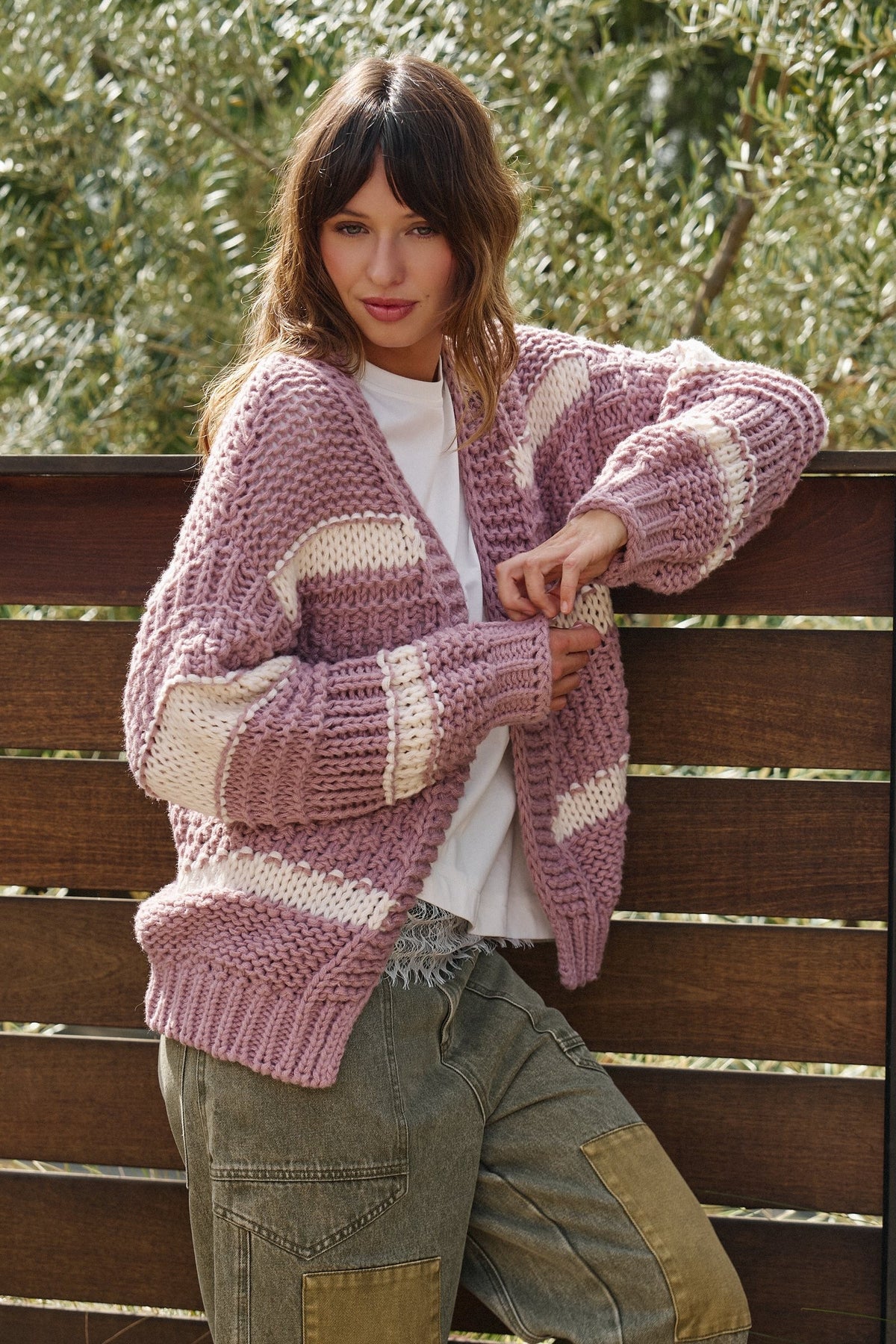 Cozy Hour Chunky Knit Cardigan in Mauve Pink - Women's Cardigans & Shrugs | Urban Daizy