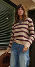 Prep Lane Stripe Polo Sweater in Burgundy Cream - Women's Sweaters | Urban Daizy