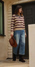 Prep Lane Stripe Polo Sweater in Burgundy Cream - Women's Sweaters | Urban Daizy