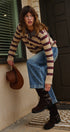 Prep Lane Stripe Polo Sweater in Burgundy Cream - Women's Sweaters | Urban Daizy