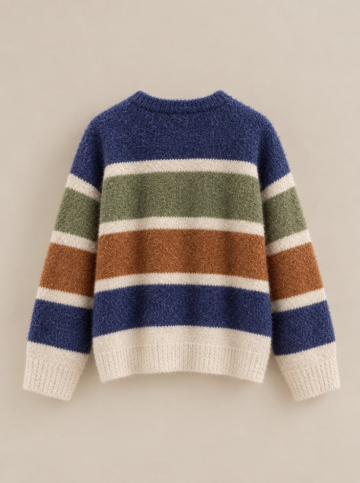 Hearthside Stripe Boucle Cardigan in Rust/olive - Women's Cardigans & Shrugs | Urban Daizy