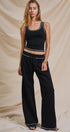 Contrast Stitch Cotton Crop Tank Top in Black - Women's Fashion | Urban Daizy
