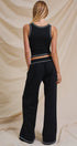 Contrast Stitch Cotton Crop Tank Top in Black - Women's Fashion | Urban Daizy