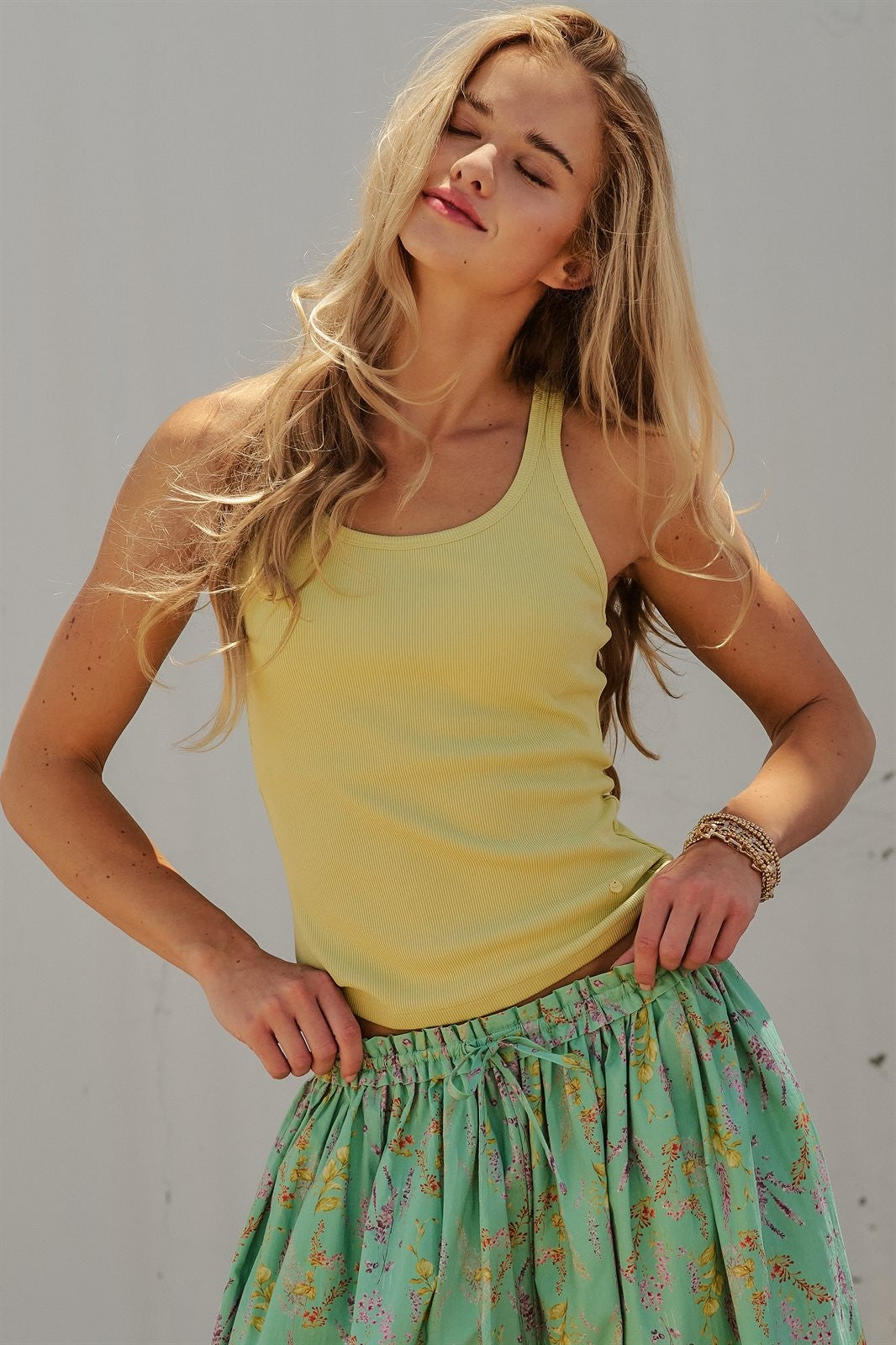 Ribbed Racerback Built-In Bra Tank Top in Green - Women's Fashion | Urban Daizy
