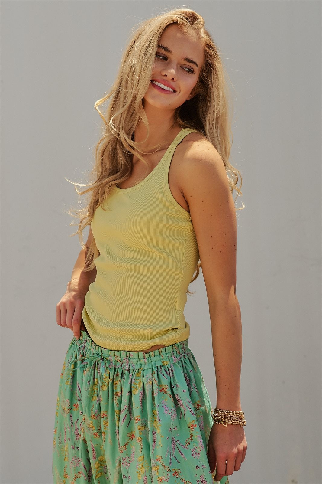 Ribbed Racerback Built-In Bra Tank Top in Green - Women's Fashion | Urban Daizy
