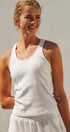 Ribbed Racerback Built-In Bra Tank Top in White - Women's Fashion | Urban Daizy