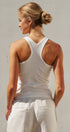 Ribbed Racerback Built-In Bra Tank Top in White - Women's Fashion | Urban Daizy