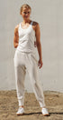 Ribbed Racerback Built-In Bra Tank Top in White - Women's Fashion | Urban Daizy