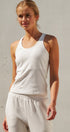 Ribbed Racerback Built-In Bra Tank Top in White - Women's Fashion | Urban Daizy