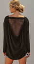 Drape Back Lace Insert Knit Top with Boat Neck in Black - Women's Fashion | Urban Daizy