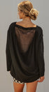 Drape Back Lace Insert Knit Top with Boat Neck in Black - Women's Fashion | Urban Daizy