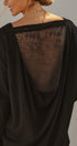 Drape Back Lace Insert Knit Top with Boat Neck in Black - Women's Fashion | Urban Daizy