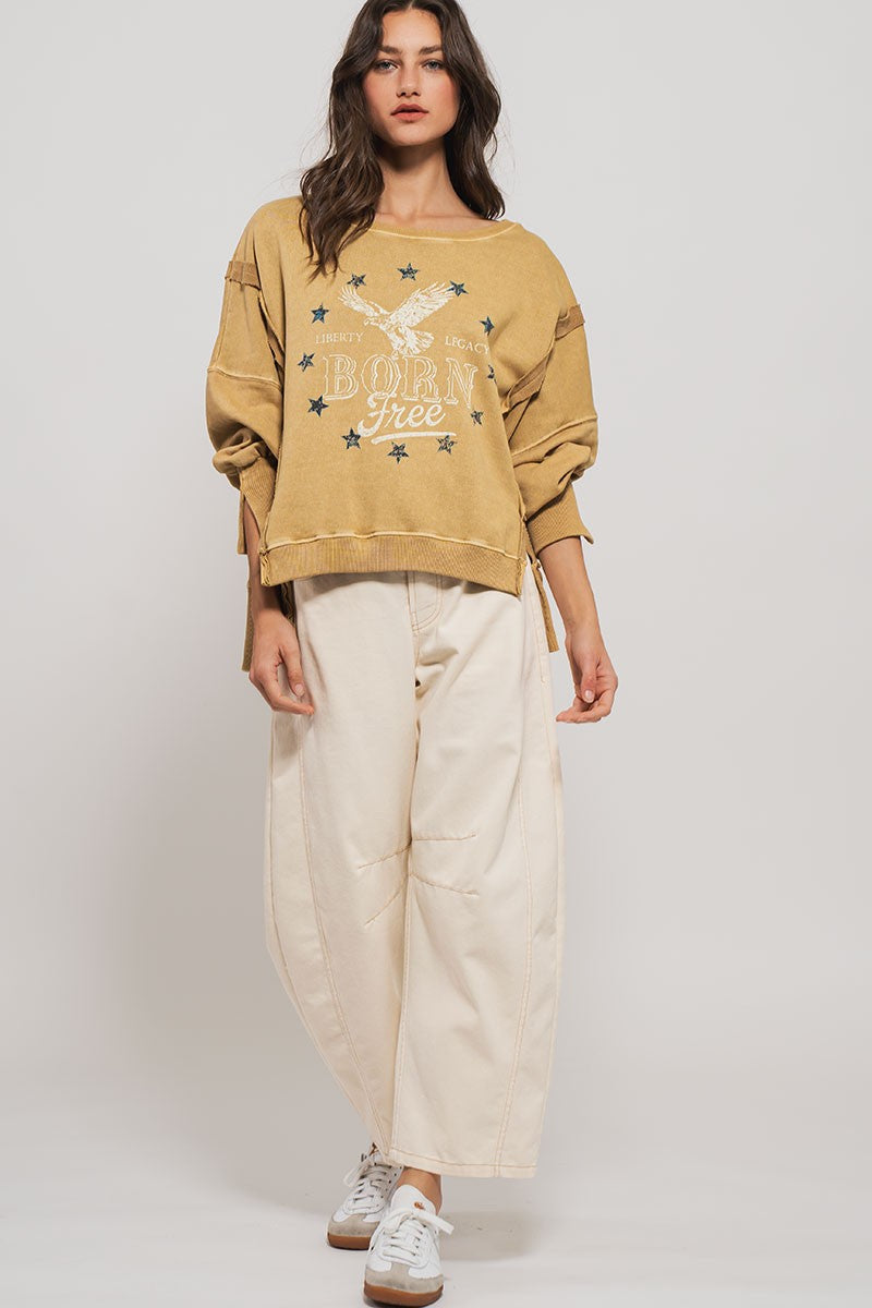 Vintage Western Born Free Boho Casual Top in Misted Yellow - Women's Sweatshirts & Hoodies | Urban Daizy