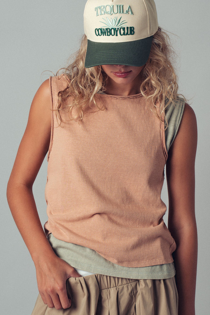 Coastal Cool Sleeveless Tank Top in Desert Tan - Women's Tanks & Camis | Urban Daizy