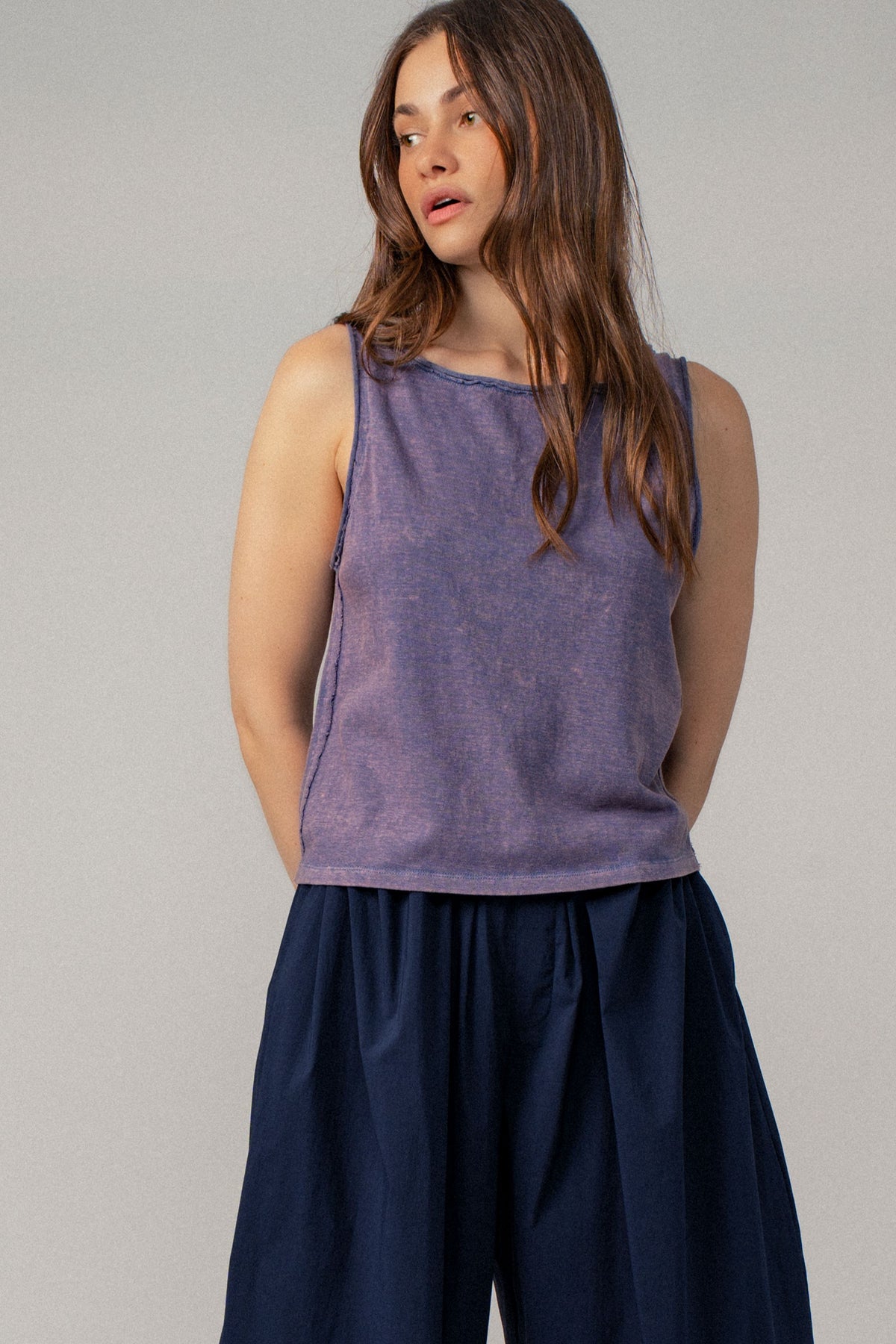 Coastal Cool Sleeveless Tank Top in Navy - Women's Tanks & Camis | Urban Daizy