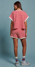USA Striped French Terry Knit Tee Set in Red Stripe - Women's Tops | Urban Daizy
