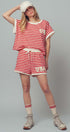 USA Striped French Terry Knit Tee Set in Red Stripe - Women's Tops | Urban Daizy