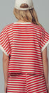 USA Striped French Terry Knit Tee Set in Red Stripe - Women's Tops | Urban Daizy