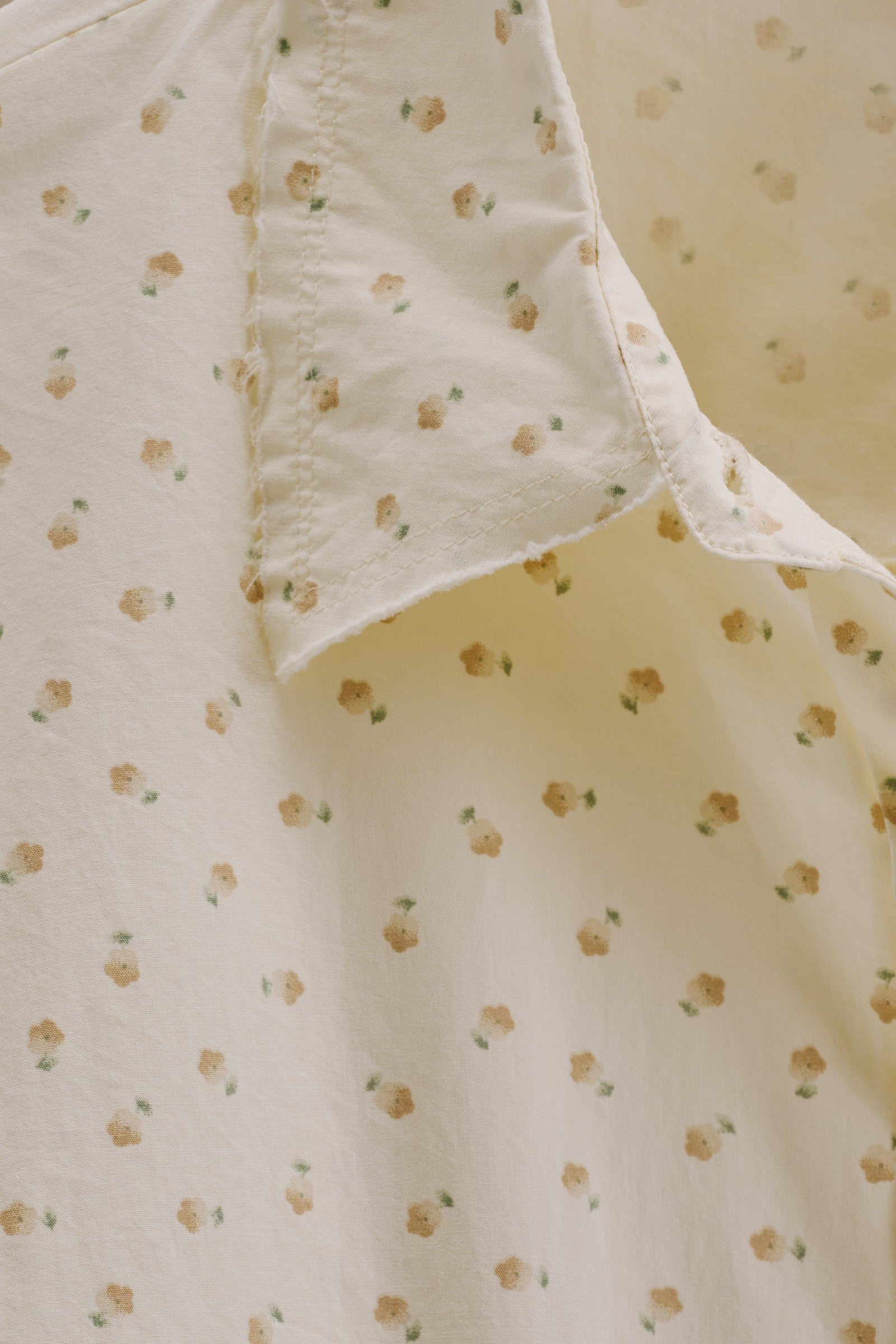 Cotton Floral Button Down Shirt With Chest Pocket in Cream - Women's Tops | Urban Daizy