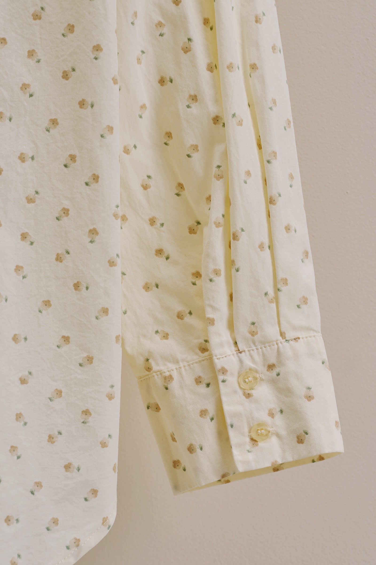 Cotton Floral Button Down Shirt With Chest Pocket in Cream - Women's Tops | Urban Daizy