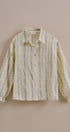 Floral Stripe Cotton Button Down Blouse with Gathered Sleeves in Cream - Women's Tops | Urban Daizy