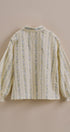 Floral Stripe Cotton Button Down Blouse with Gathered Sleeves in Cream - Women's Tops | Urban Daizy
