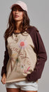 Retro Free Spirit Raglan Baseball Tee in Taupe Brown - Women's Tops | Urban Daizy