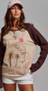 Retro Free Spirit Raglan Baseball Tee in Taupe Brown - Women's Tops | Urban Daizy