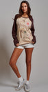 Retro Free Spirit Raglan Baseball Tee in Taupe Brown - Women's Tops | Urban Daizy