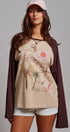 Retro Free Spirit Raglan Baseball Tee in Taupe Brown - Women's Tops | Urban Daizy
