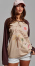 Retro Free Spirit Raglan Baseball Tee in Taupe Brown - Women's Tops | Urban Daizy