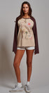 Retro Free Spirit Raglan Baseball Tee in Taupe Brown - Women's Tops | Urban Daizy