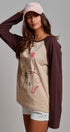 Retro Free Spirit Raglan Baseball Tee in Taupe Brown - Women's Tops | Urban Daizy