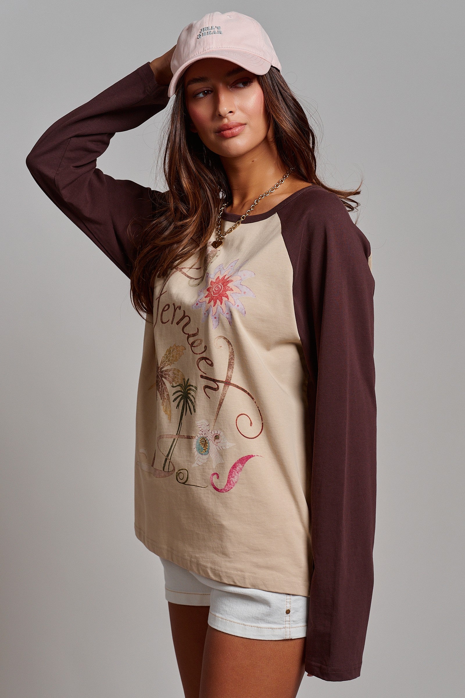 Retro Free Spirit Raglan Baseball Tee in Taupe Brown - Women's Tops | Urban Daizy