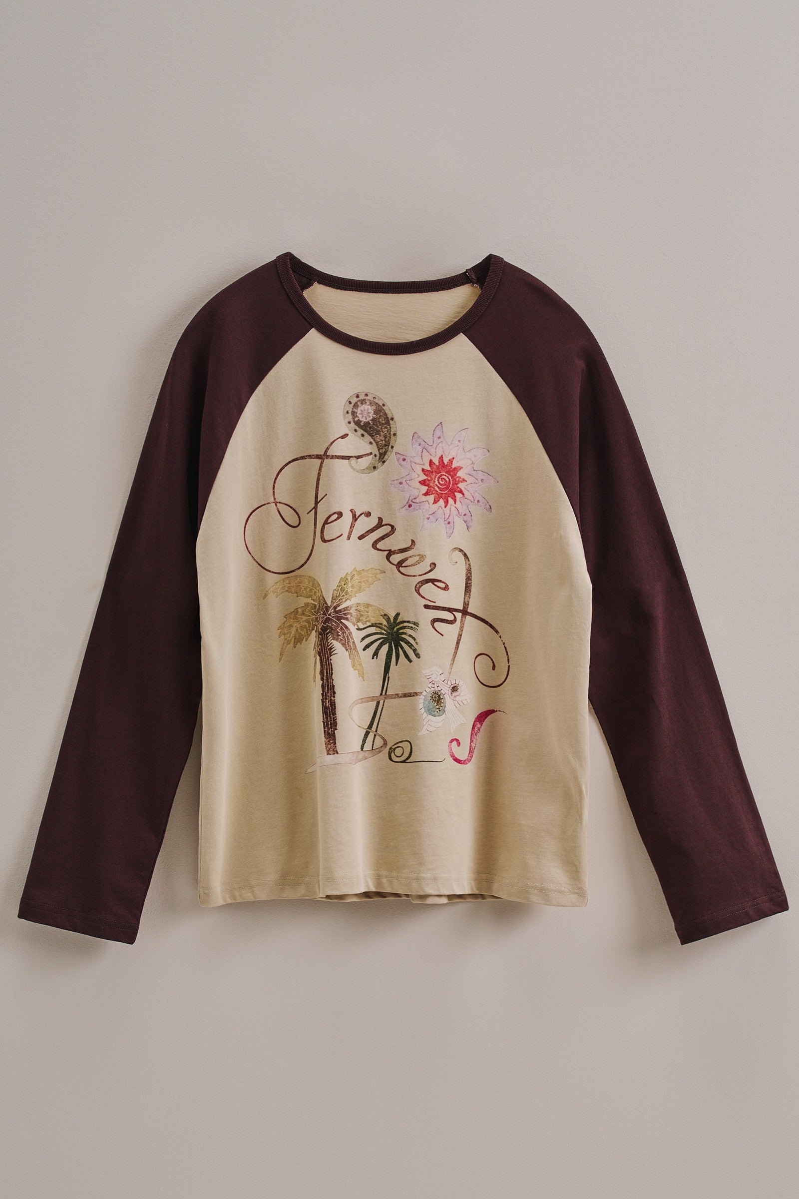 Retro Free Spirit Raglan Baseball Tee in Taupe Brown - Women's Tops | Urban Daizy